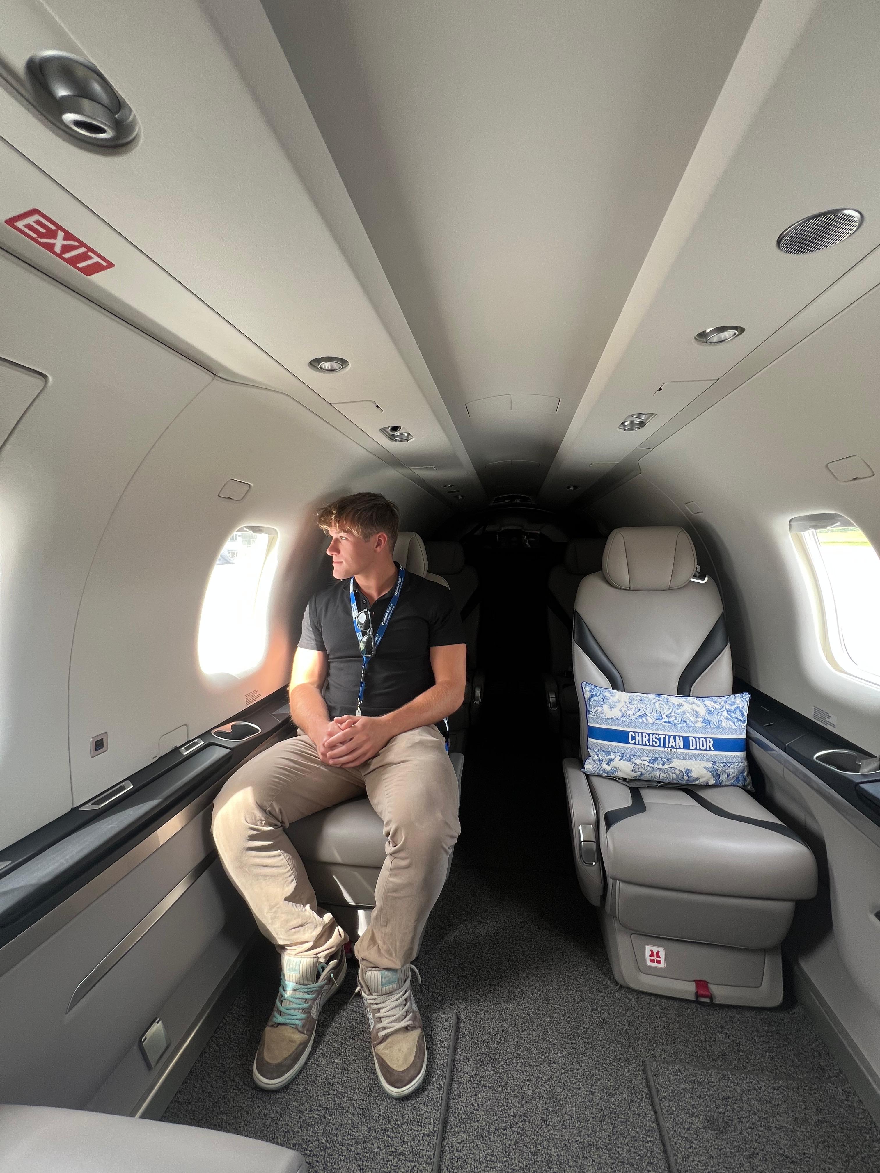 Private jet cabin interior